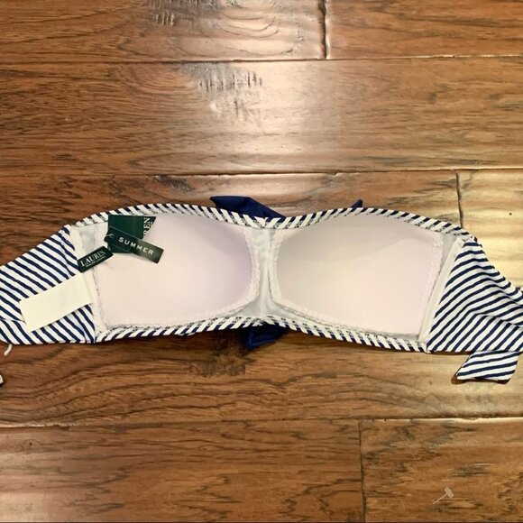 NWT Lauren Ralph Lauren Painterly Striped Bandeau Halter Bikini Top 12 - Picture 10 of 12